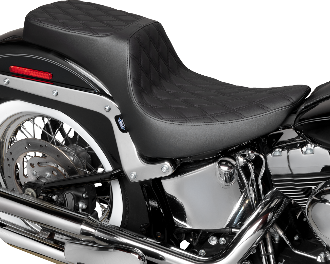 Drag Specialties Seats Performance Predator 2-Up Seat - Vinyl - Double Diamond - Black Thread - FL '00-'17