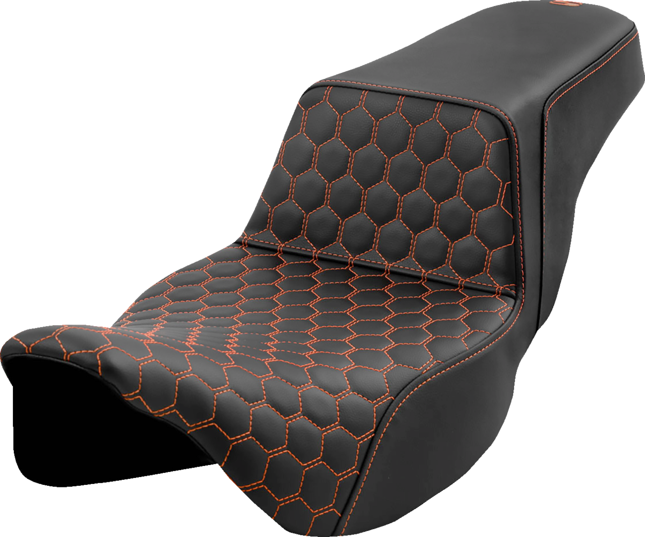 Saddlemen Step-Up Seat - Honeycomb - Extended Reach - Orange Stitching - FL '08-'23