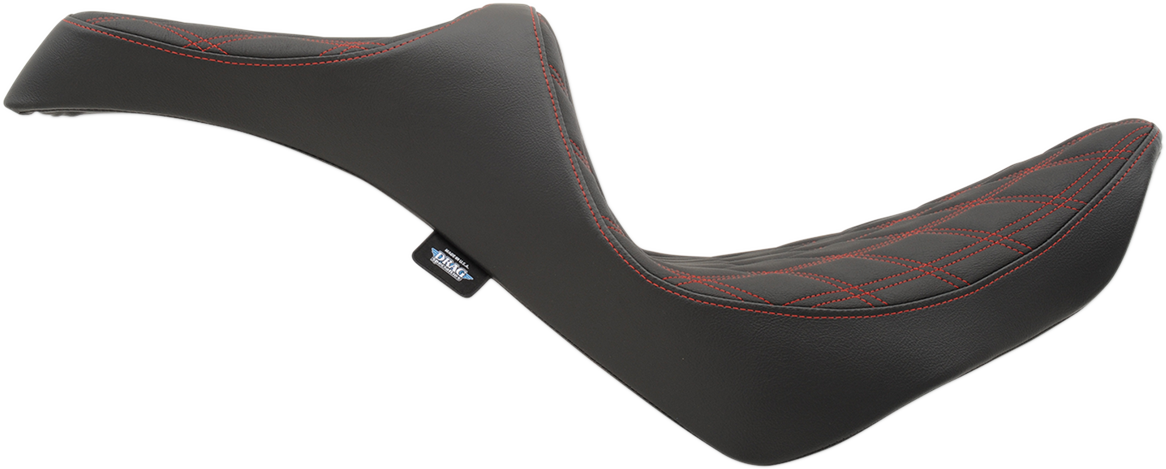 Drag Specialties Seats Predator III Seat - Double Diamond - Red Stitching - FL/FX '18-'23