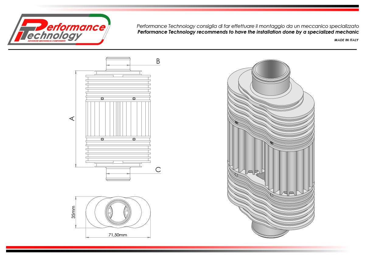 Ducabike DBK RDC Universal Line Cooler (Double) - 30 mm / 30 mm / 107 mm