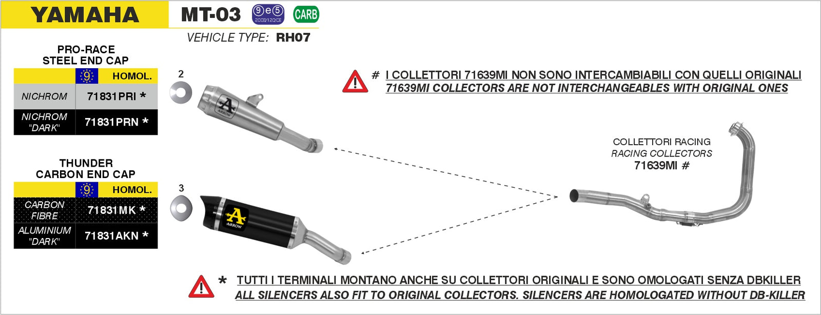 Arrow 71639MI Racing Headers - Assembly Diagram