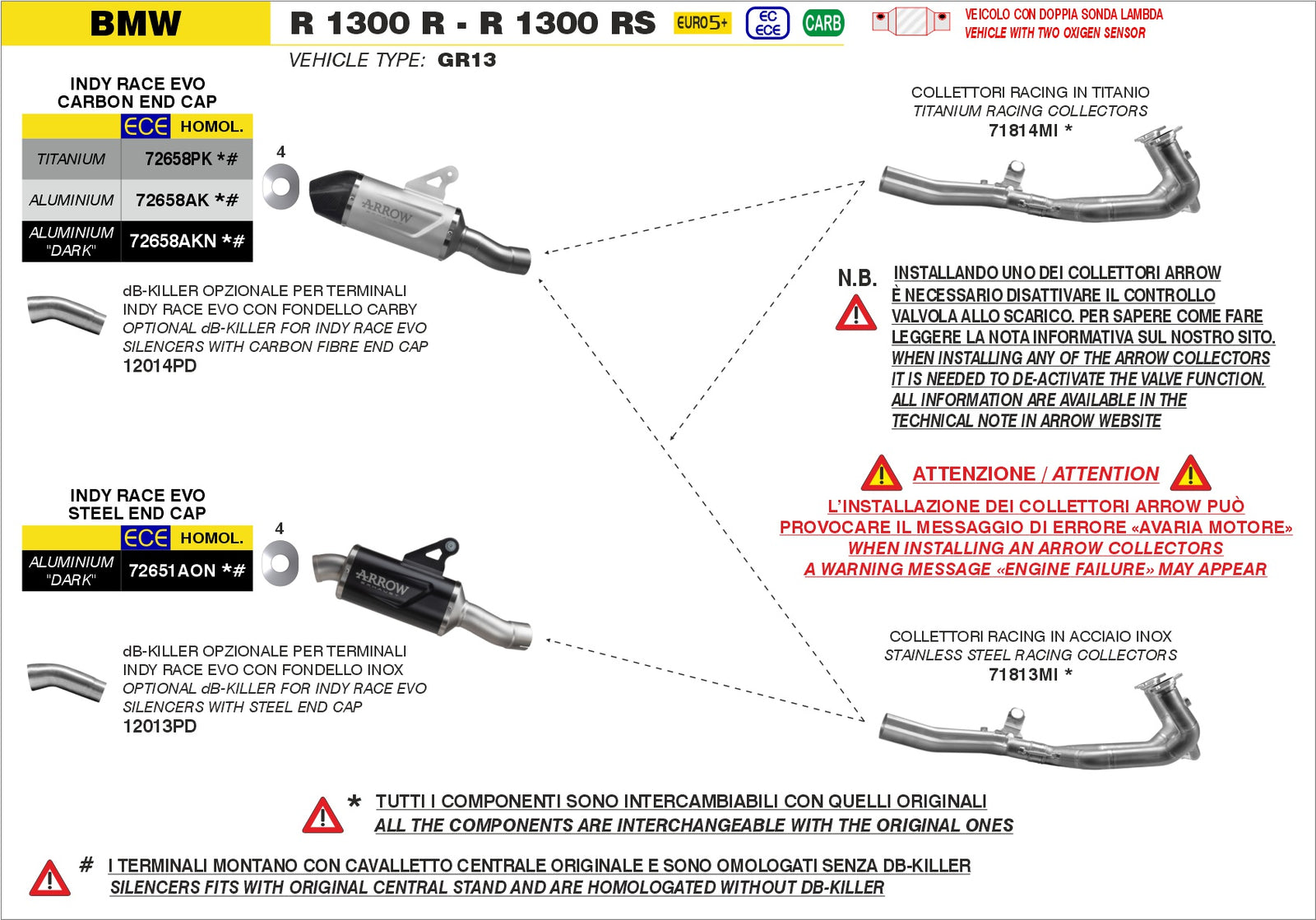Arrow 71814MI Titanium Racing Headers - Assembly Diagram
