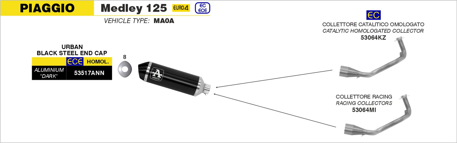 Arrow 53064MI Racing Header For Urban Exhaust