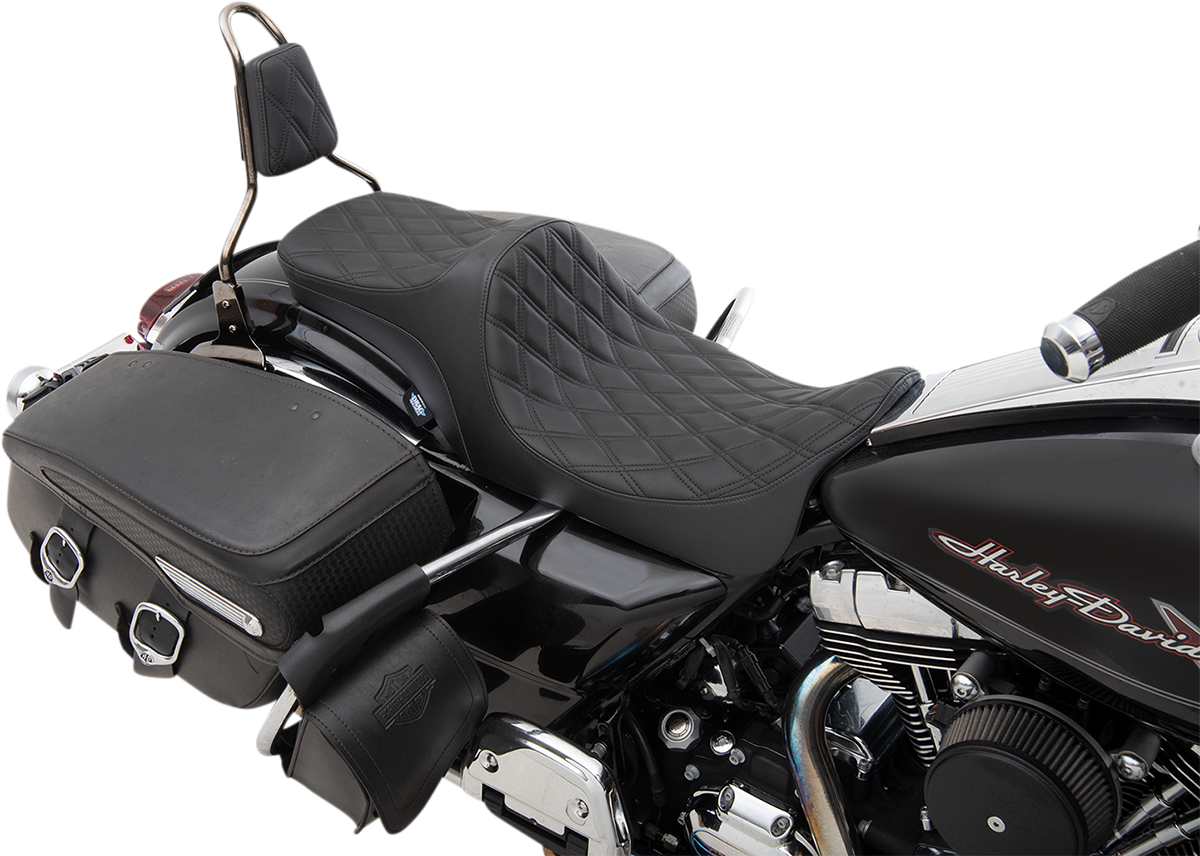 Drag Specialties Seats Predator III 2-Up Seat - Double Diamond - Black Thread - FL '08-'23