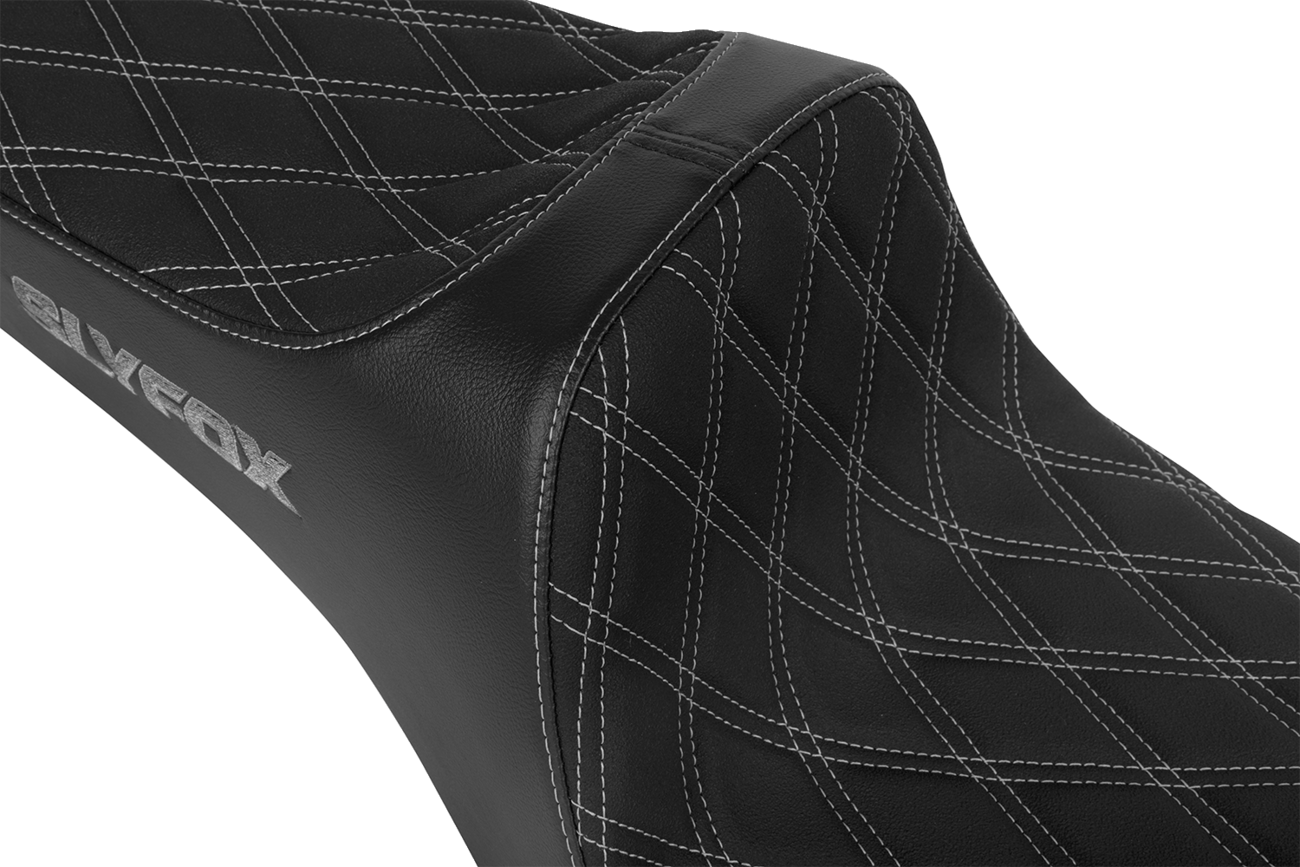 Slyfox High Noon Seat - Double Diamond - Silver Logo - Silver Stitch - FXD '96-'03
