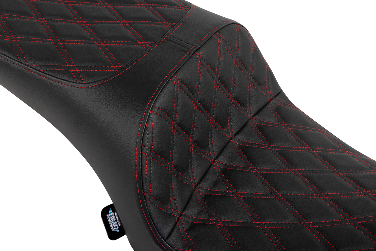 Drag Specialties Seats Freedom Seat - Vinyl - Double Diamond Red Stitch - Challenger '20-'25/Chieftain '25