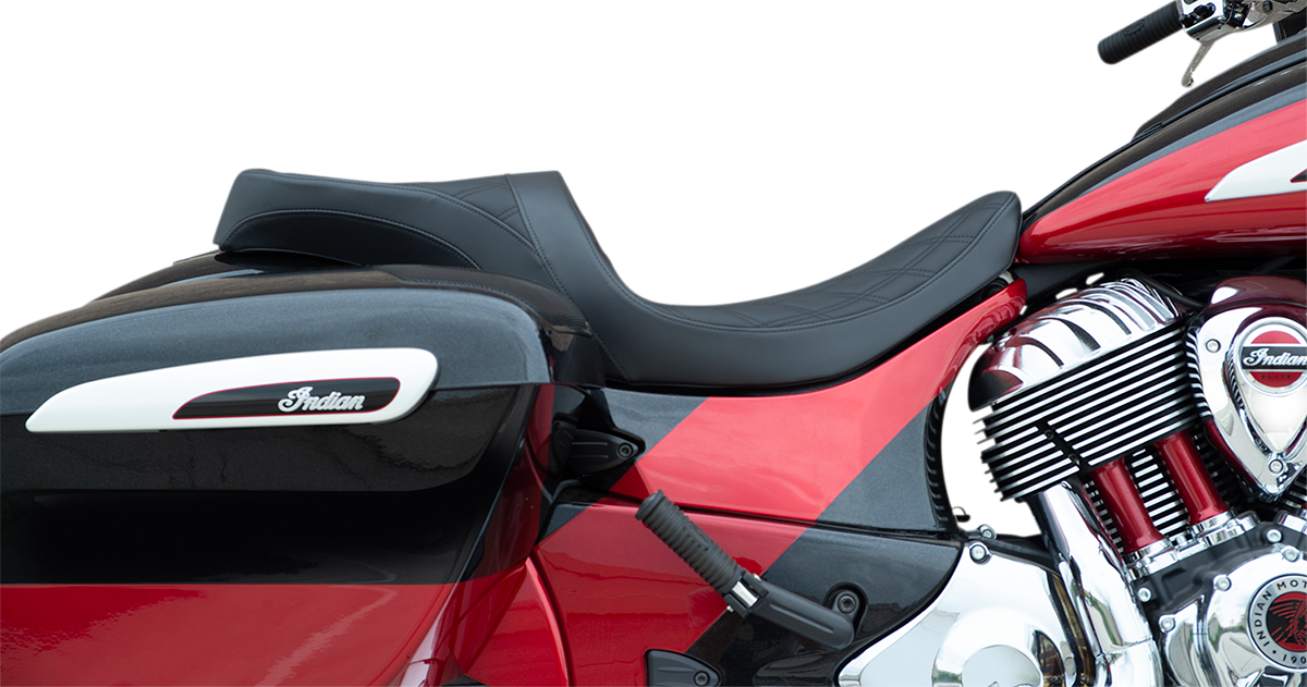Drag Specialties Seats Low Profile Touring Seat - Double Diamond W/ Black Stitching - Indian '14-'22