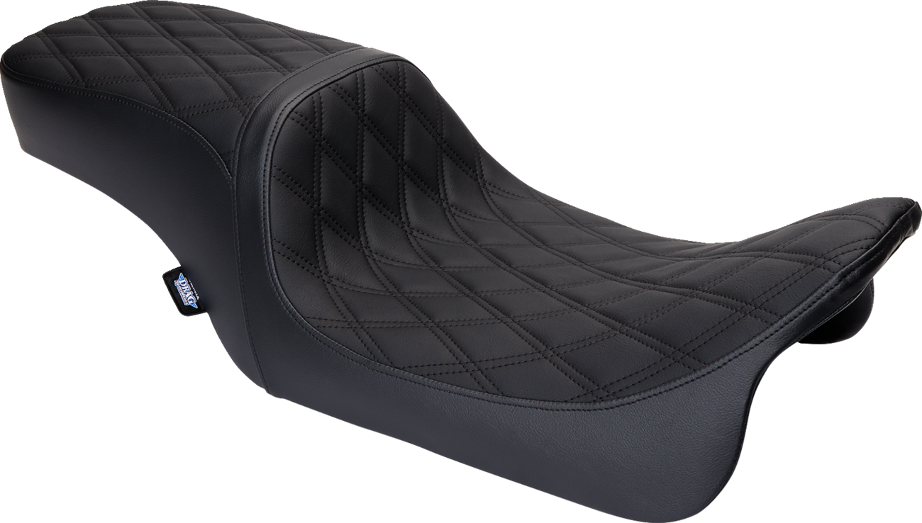 Drag Specialties Seats Predator 2-Up Seat - Vinyl - Double Diamond Black Stitch - W/O Backrest - FL '08-'23