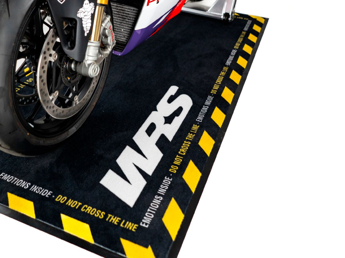 WRS Original Rectangular Motorcycle Carpet With "Caution Strong Emotions" Words