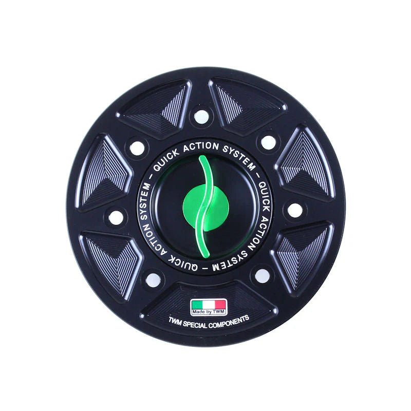 TWM Quick Action CNC Aluminum Gas Cap For Kawasaki - TKPR.04 - Green