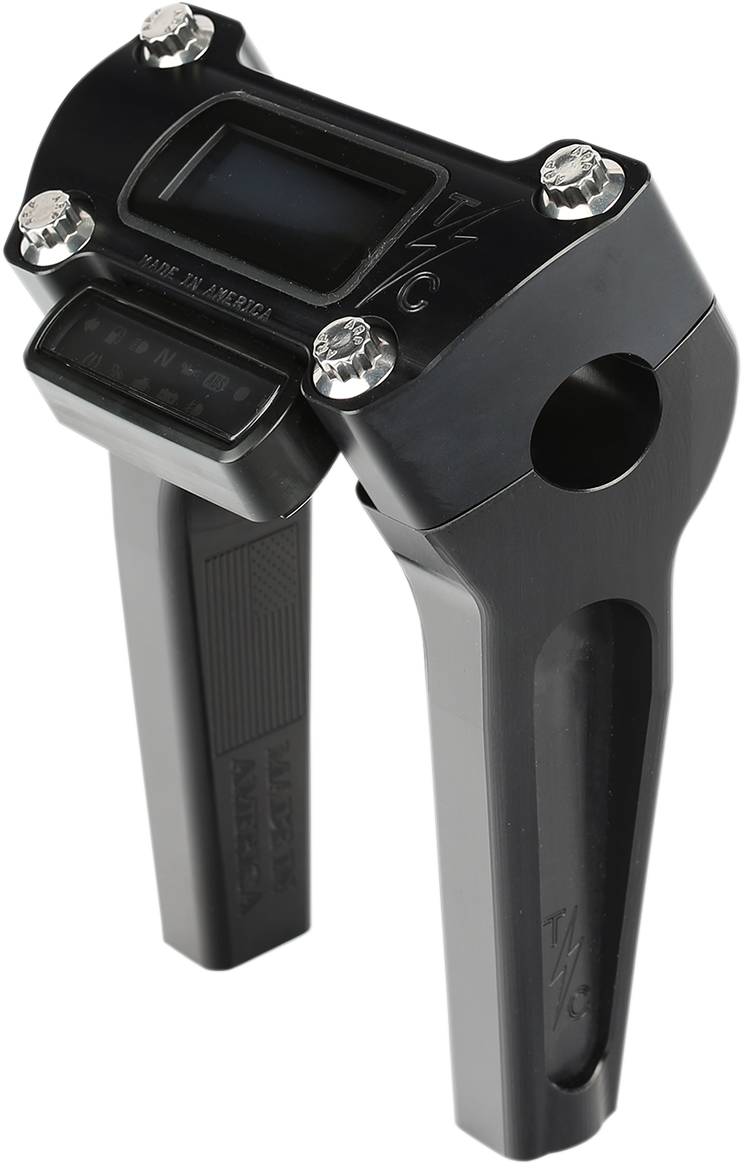 Thrashin Supply CO. Handlebar Risers - Straight - 6" - Gauge Cutout - Black
