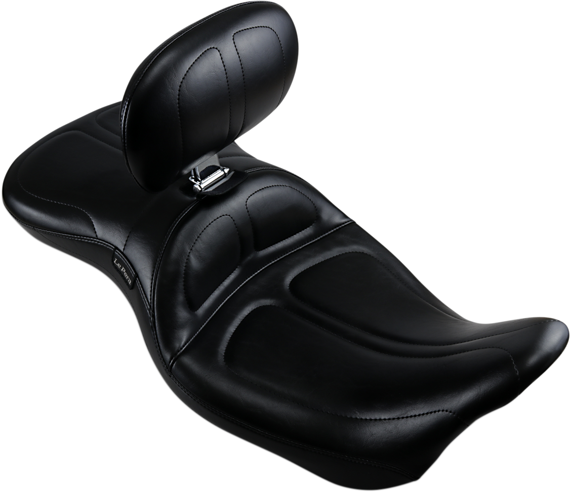 Le Pera Maverick Seat - With Backrest - Stitched - Black - FL '08-'23