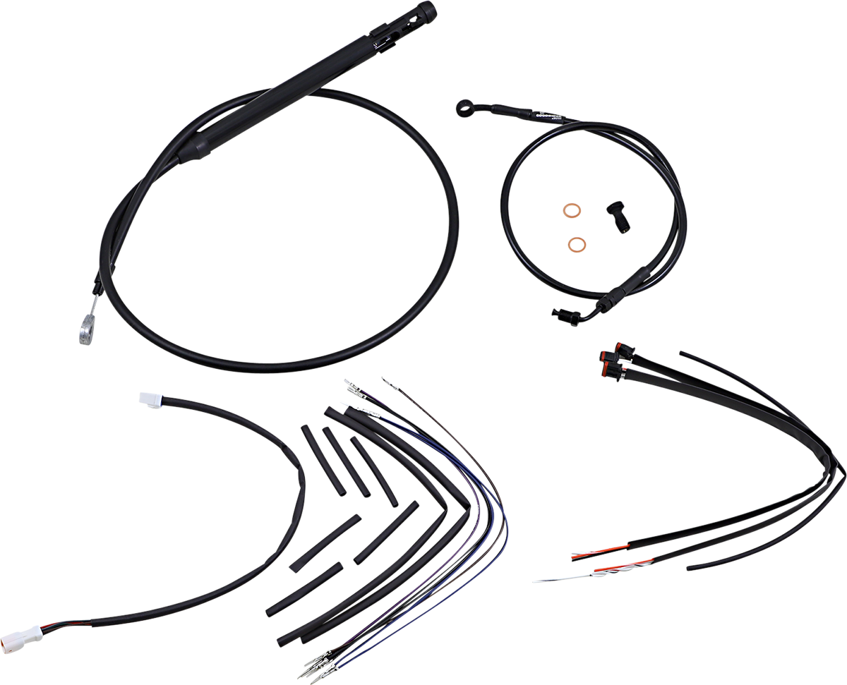 Burly Brand Complete Black Vinyl Handlebar Cable/Line Kit For Ape Hangers - 16" - '18-'24 Softail