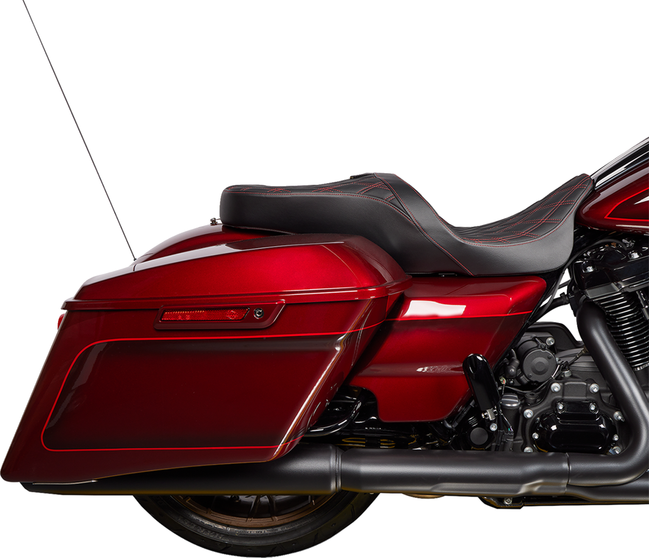 Drag Specialties Seats Freedom Seat - Vinyl - Double Diamond Red Stitch - FLH '09-'23