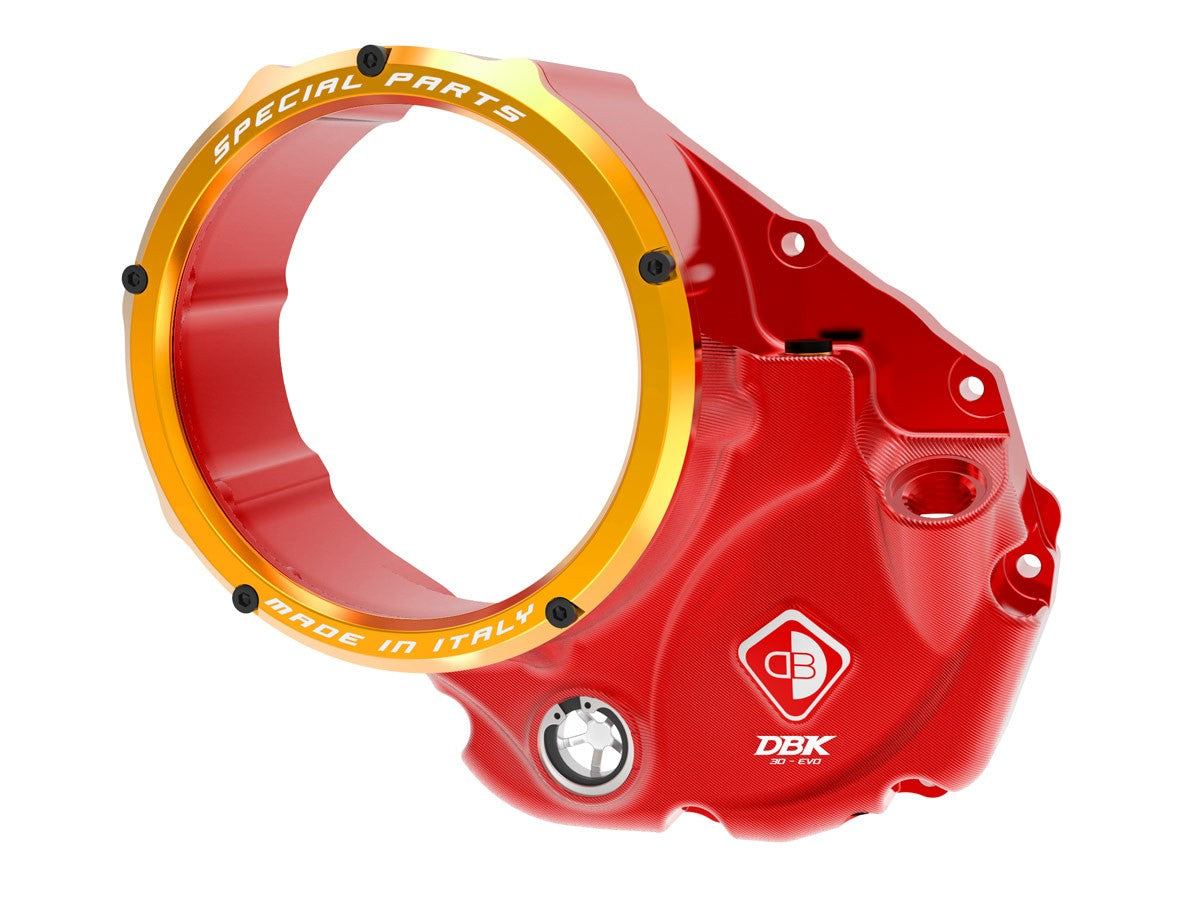 Ducabike DBK CCDV05 3D-EVO Clear Clutch Cover Oil Bath - RED-GOLD