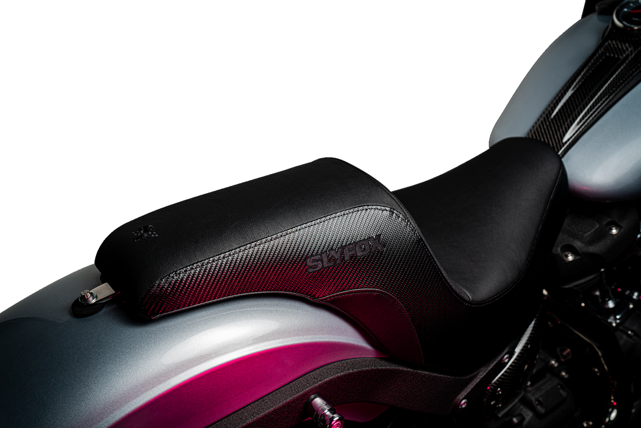 Slyfox Lowrider Drifter Seat - Black Logo - Smooth Vinyl - Carbon Fiber - FXLR/FLSB '18-'24