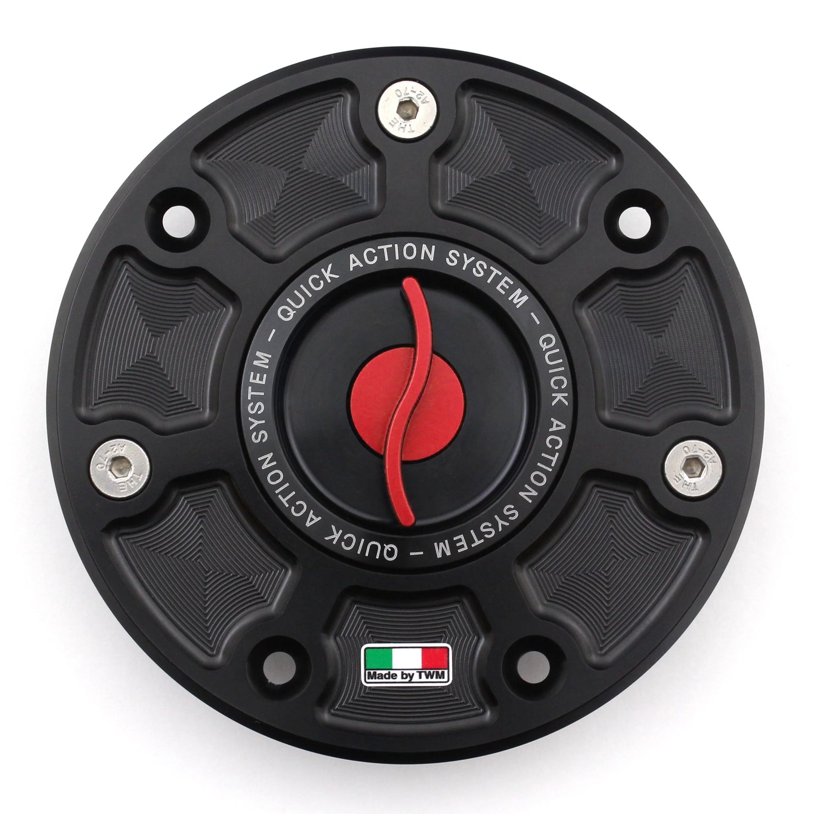 TWM CNC Aluminum Gas Cap / Fuel Cap with Red Center Cap for KTM Motorcycles