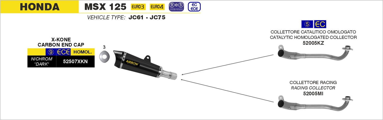Arrow 52005KZ Catalytic Homologated Header - Assembly Diagram