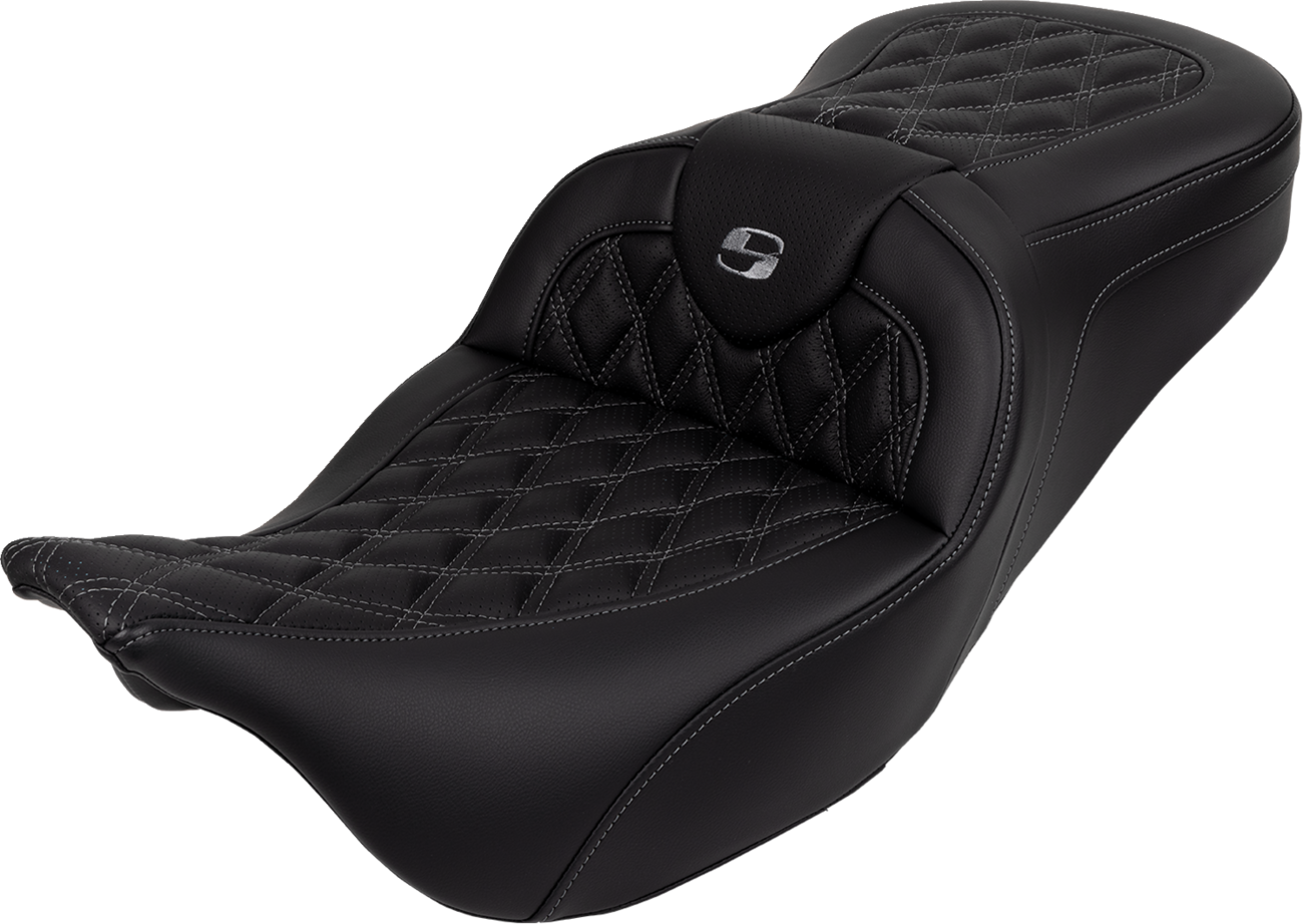 Saddlemen Roadsofa™ Seat - With Backrest - Dark Gray Stitch - FL '08-'23