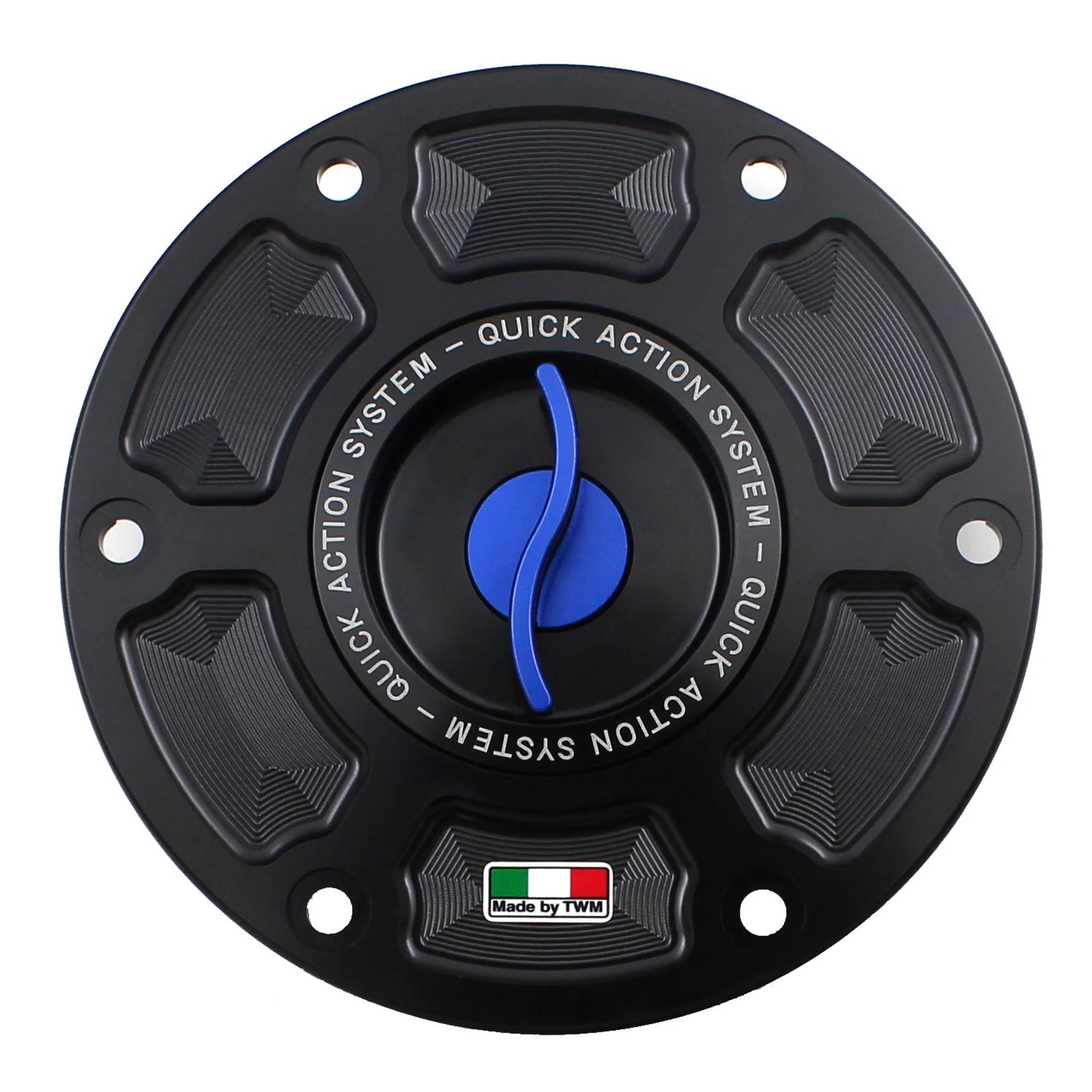 TWM CNC Aluminum Gas Cap / Fuel Cap with Blue Center Cap for KTM Motorcycles