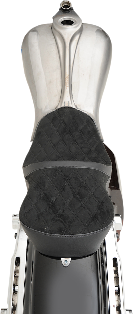 Drag Specialties Seats Low Touring Seat - Vinyl - Faux Suede Double Diamond - Yaffe Tanks - FL '08-'23