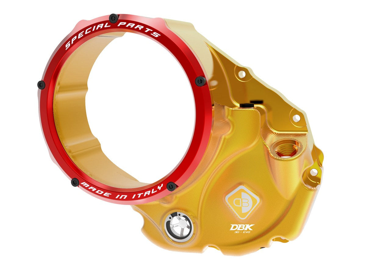 Ducabike DBK CCDV05 3D-EVO Clear Clutch Cover Oil Bath - GOLD-RED