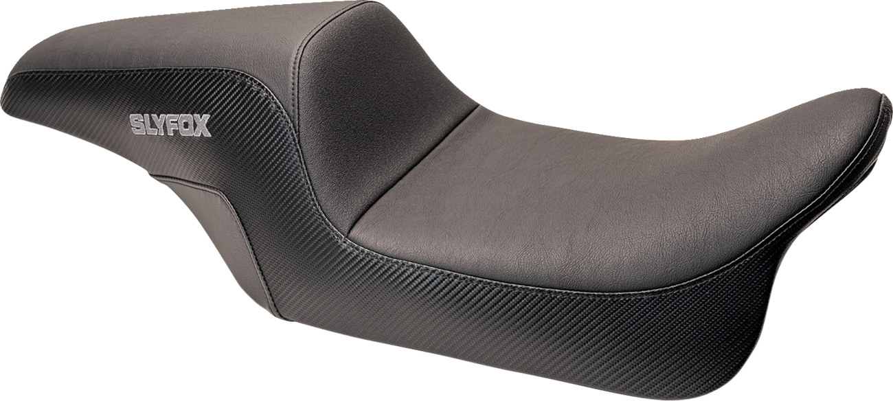 Slyfox Drifter Seat - Gray Logo - Smooth Vinyl - Carbon Fiber - FL '97-'07