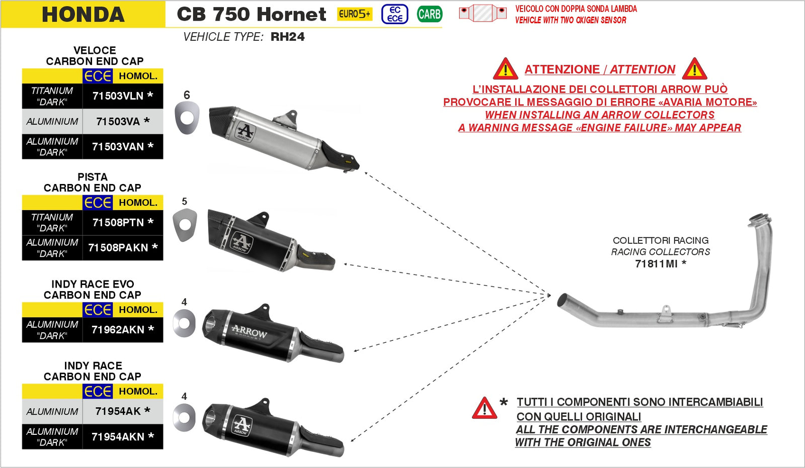 Arrow 71962AKN Indy Race Evo Aluminium Dark Slip On With Carbon End Cap