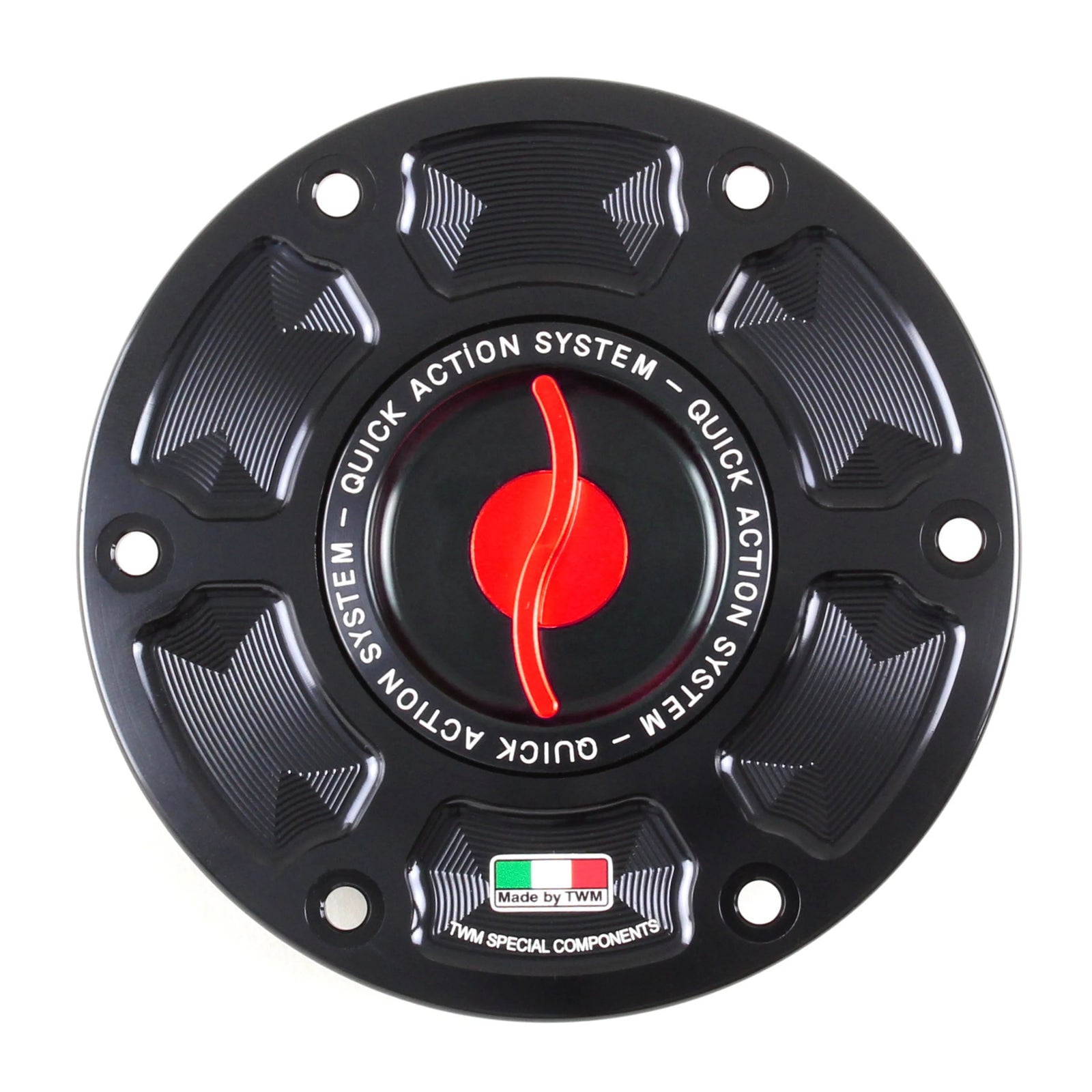 TWM CNC Aluminum Gas Cap / Fuel Cap with Red Center Cap for Ducati Motorcycles
