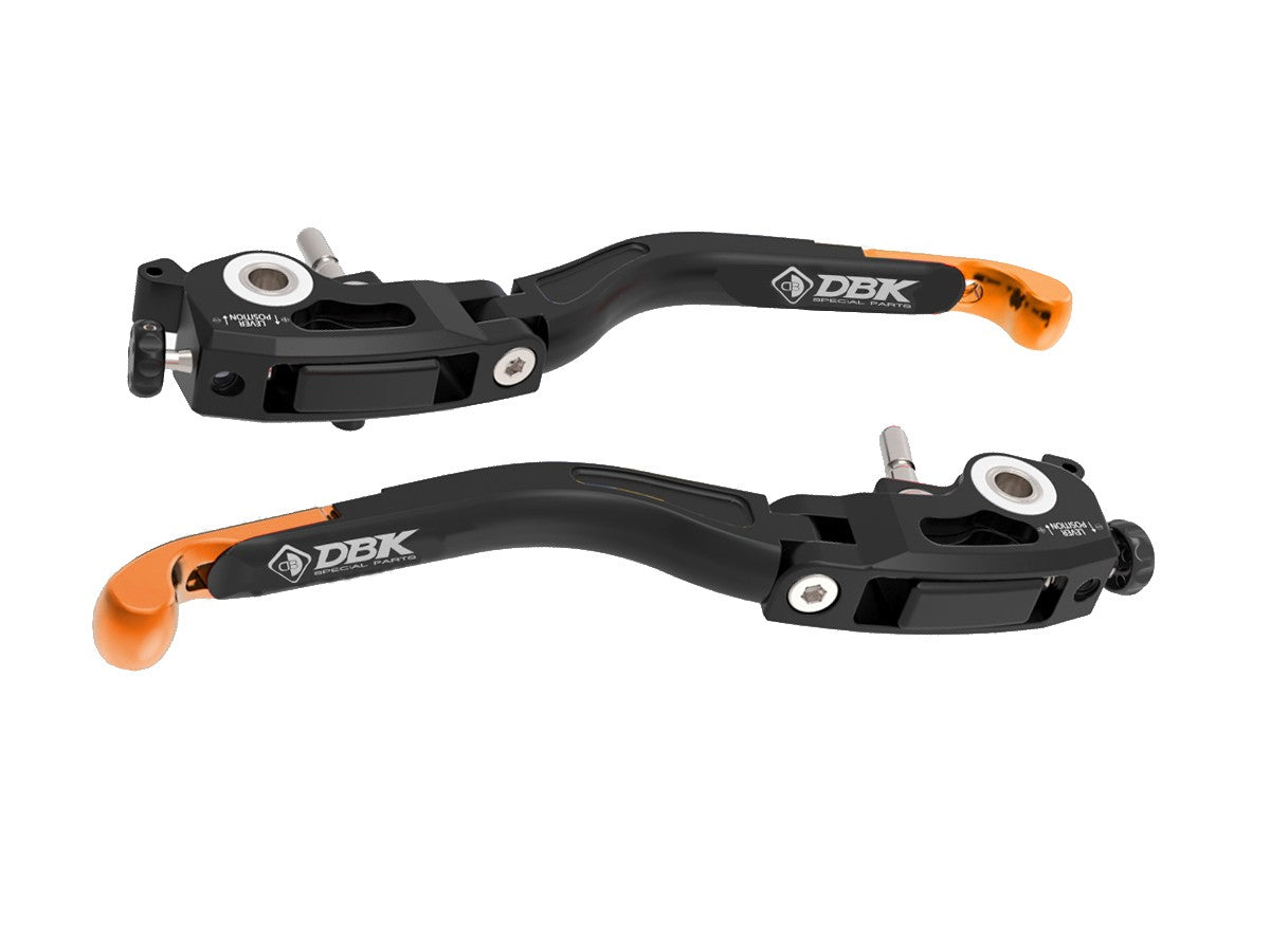 Ducabike DBK L37 Evo Brake + Clutch Adjustable Levers - BLACK-ORANGE