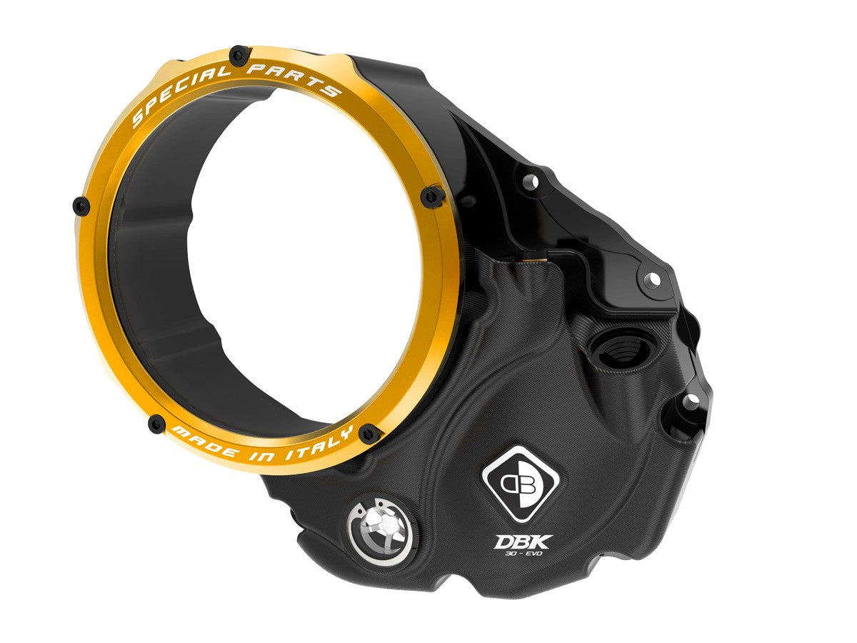 Ducabike DBK CCDV06 3D-EVO Clear Clutch Cover Oil Bath - GOLD-BLACK