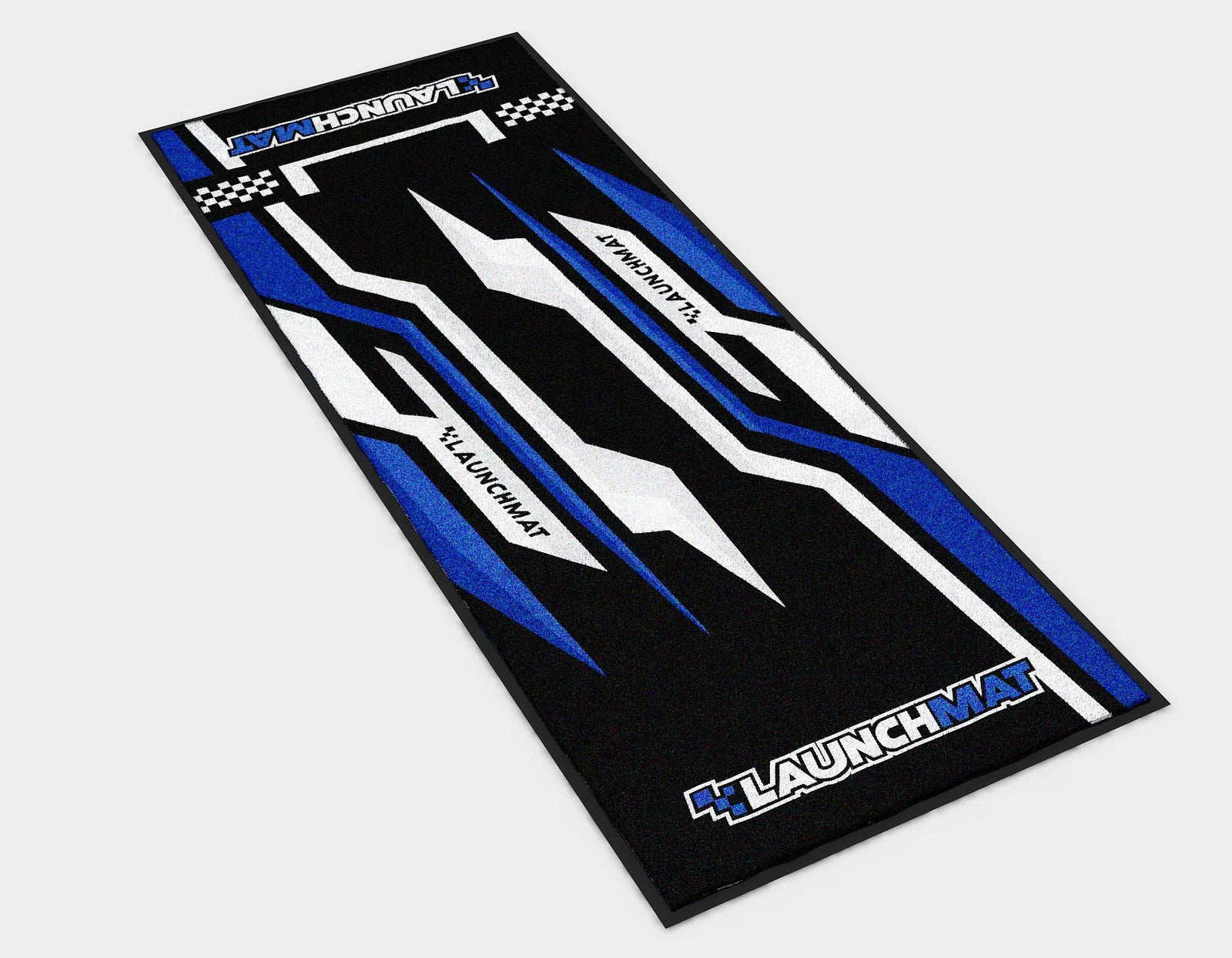 Launchmat Carpeted Motorcycle Mats (Lightning Design) - BLUE