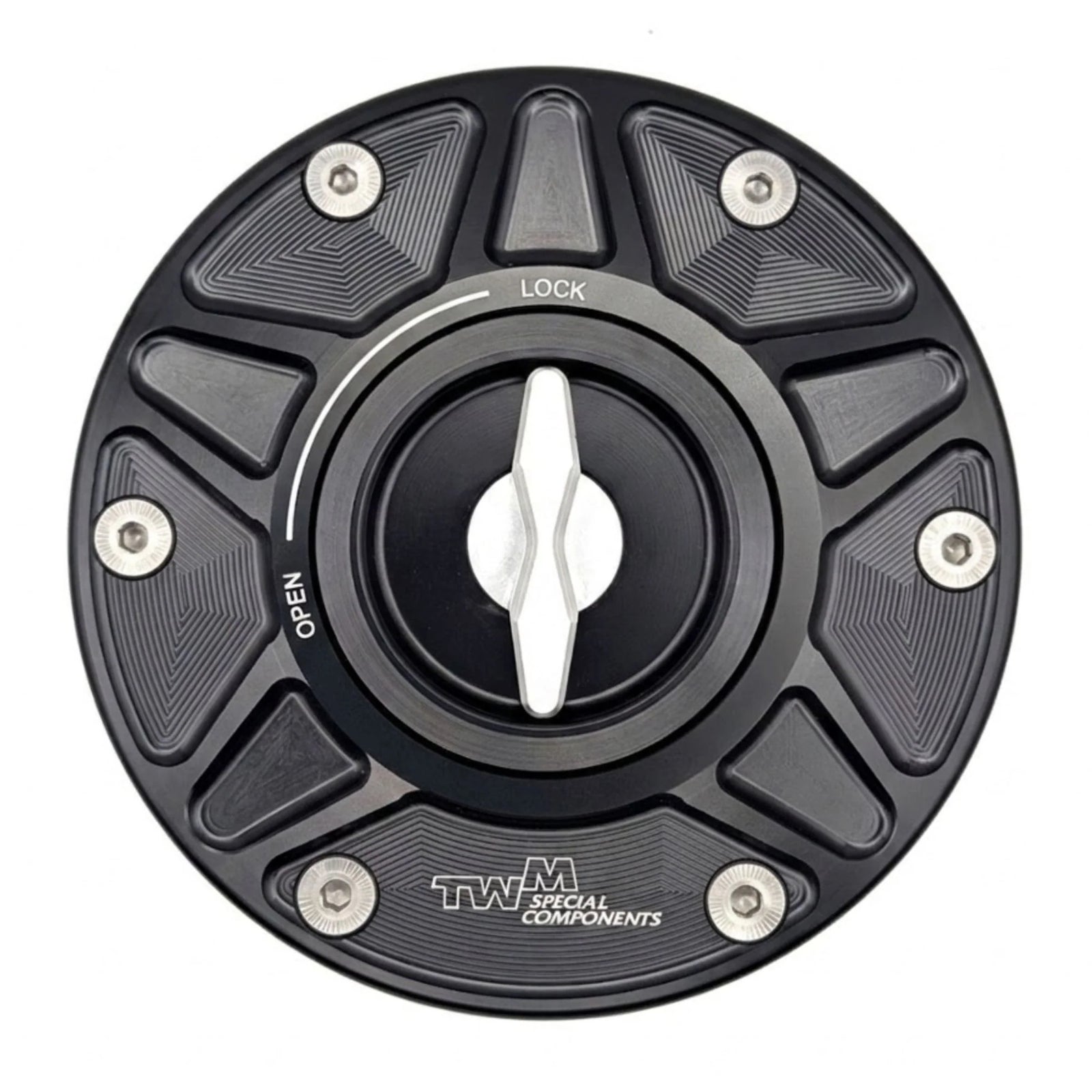 TWM Quick Action CNC Aluminum Gas Cap For Harley Davidson - THDPR.01 - Silver