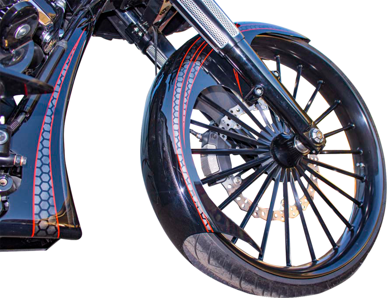 Paul Yaffe Bagger Nation Talon Front Fender - 21" Wheel - With Black Adapters - HD Touring