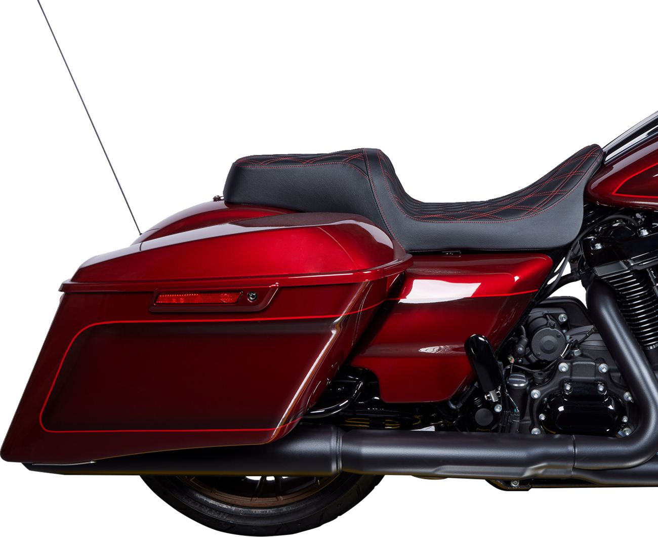 Drag Specialties Seats Predator 1Up Seat - Vinyl - Double Diamond Red Stitch - FLH '08-'23