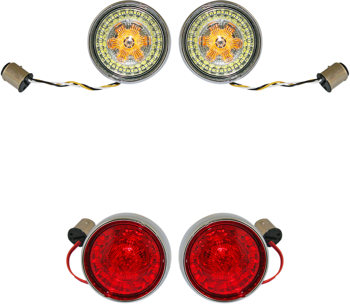 Custom Dynamics Complete Front & Rear Turn Signal Conversion Kit With Bullet Bezel Lenses