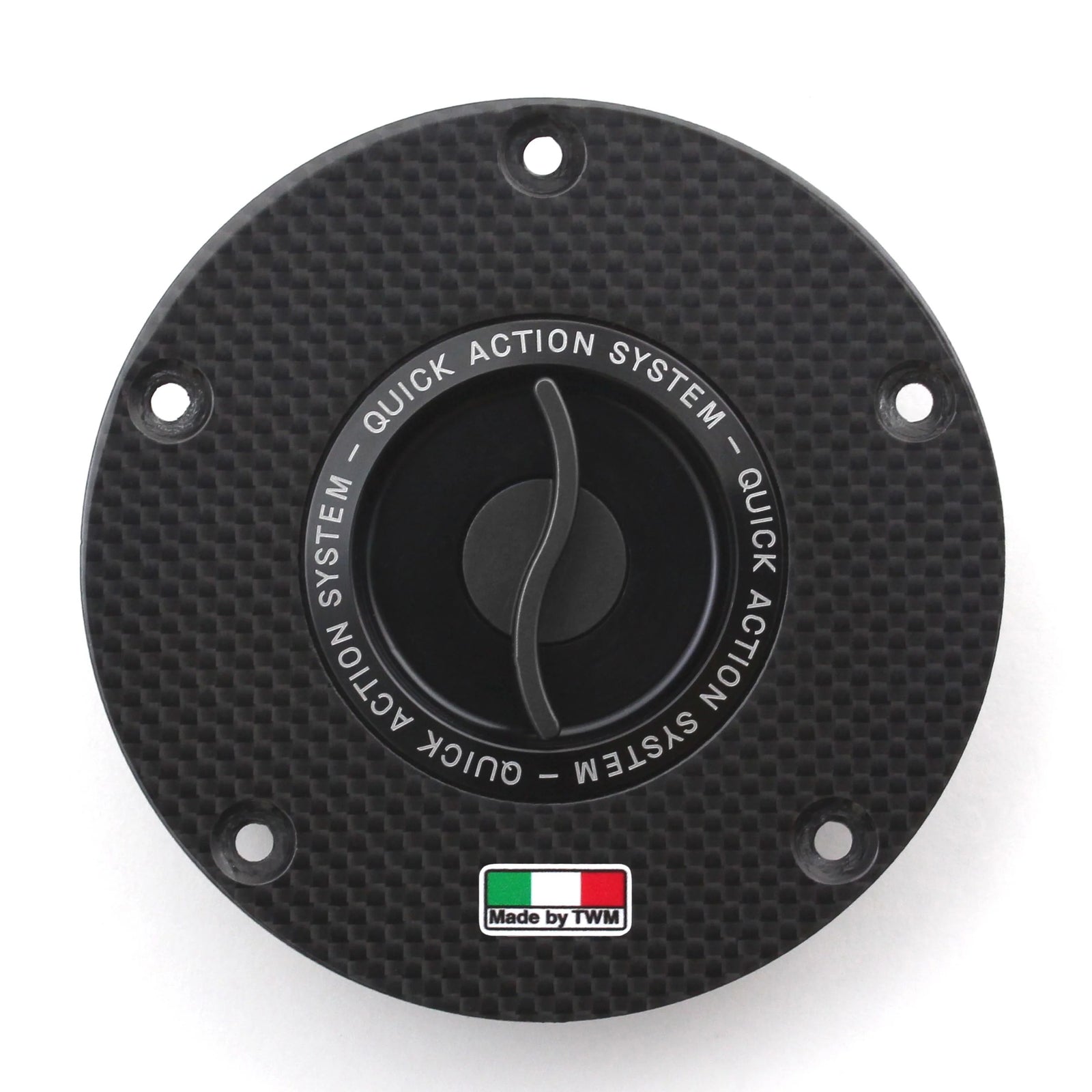 TWM Flat Carbon Gas Cap / Fuel Cap with Black Center Cap for Ducati Motorcycles