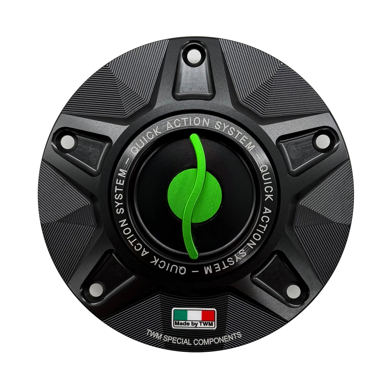 TWM CNC Aluminum Gas Cap / Fuel Cap with Green Center Cap for Ducati Motorcycles