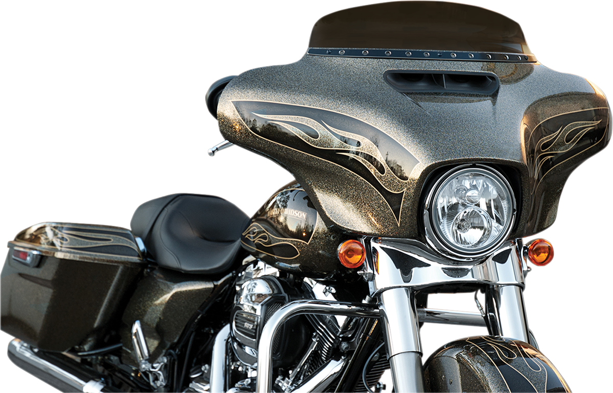 Memphis Shades Windshield Trim - Black - Holes - '96-'13 FLH