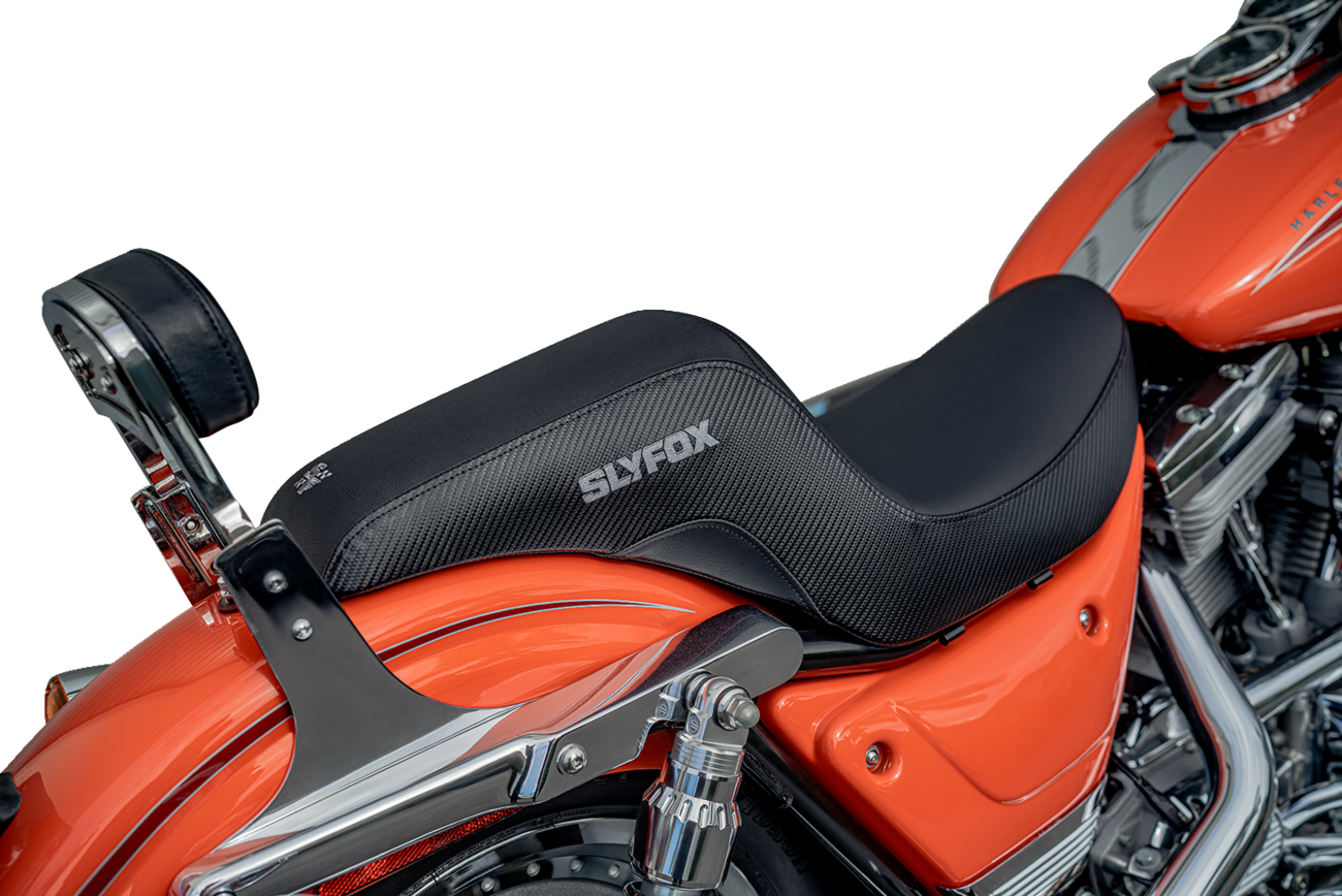 Slyfox Drifter Seat - Gray Logo - Black Vinyl - Smooth - FXR '82-'00