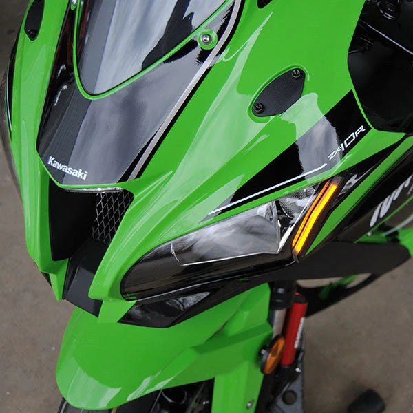 NRC Kawasaki ZX10R LED Turn Signals With Mirror Block Off Plates