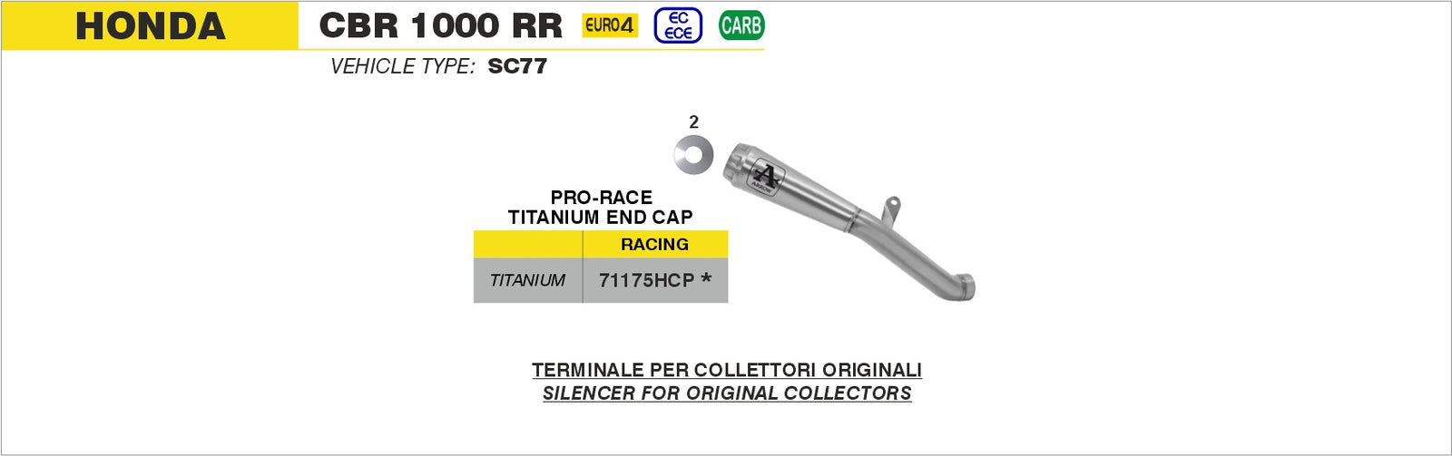 Arrow 71175HCP Pro-Race Full Titanium Slip On Kit High Version - Assembly Diagram