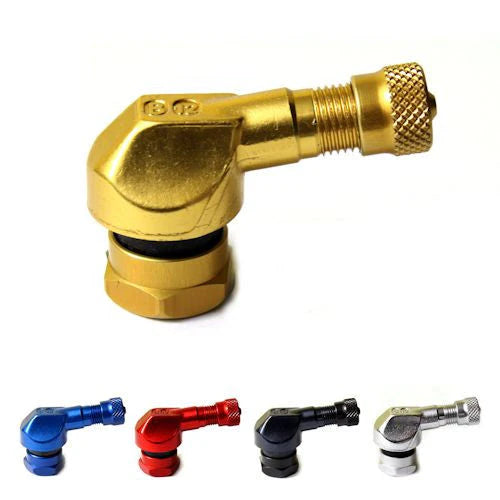 Bridgeport 90 Degree Angled Valve Stems 11.3mm - Pair - Gold