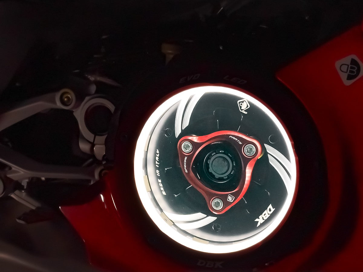 Ducabike DBK CCV4L01 Evo LED Clear Clutch Cover - BLACK-RED