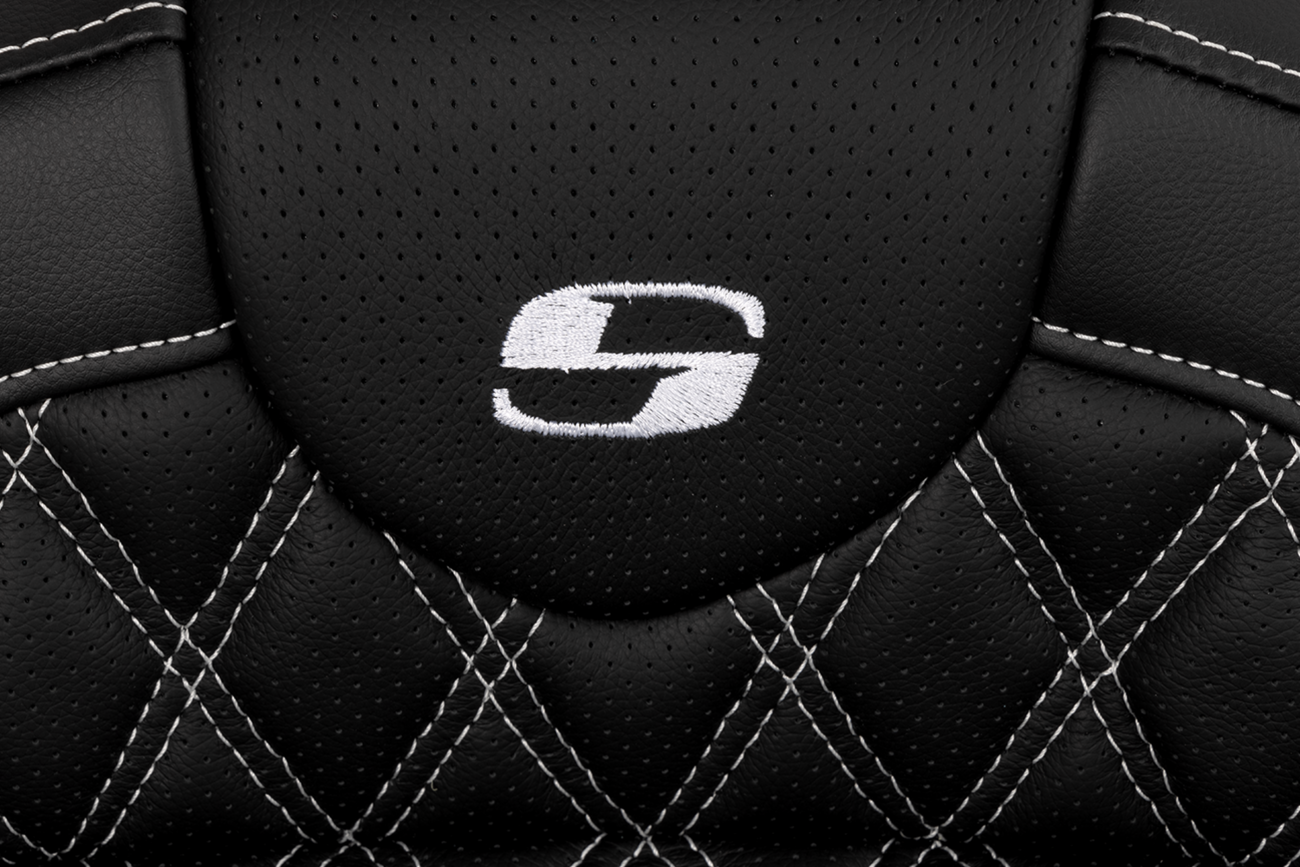 Saddlemen Roadsofa™ Seat - With Backrest - White Stitch - FL '08-'23