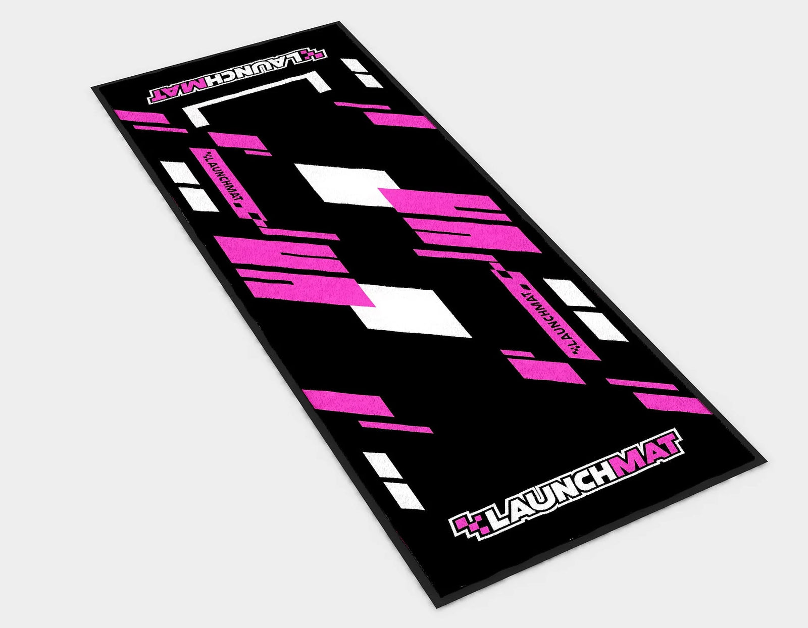 Launchmat Carpeted Motorcycle Mats (Block Design) - PINK