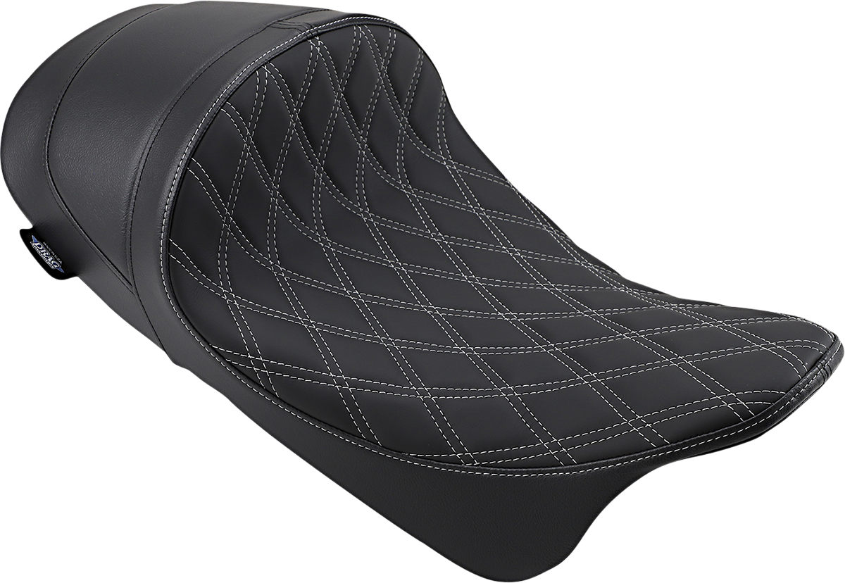 Drag Specialties Seats Forward Low Solo Seat - Diamond - Silver Stitched - FL '08-'23