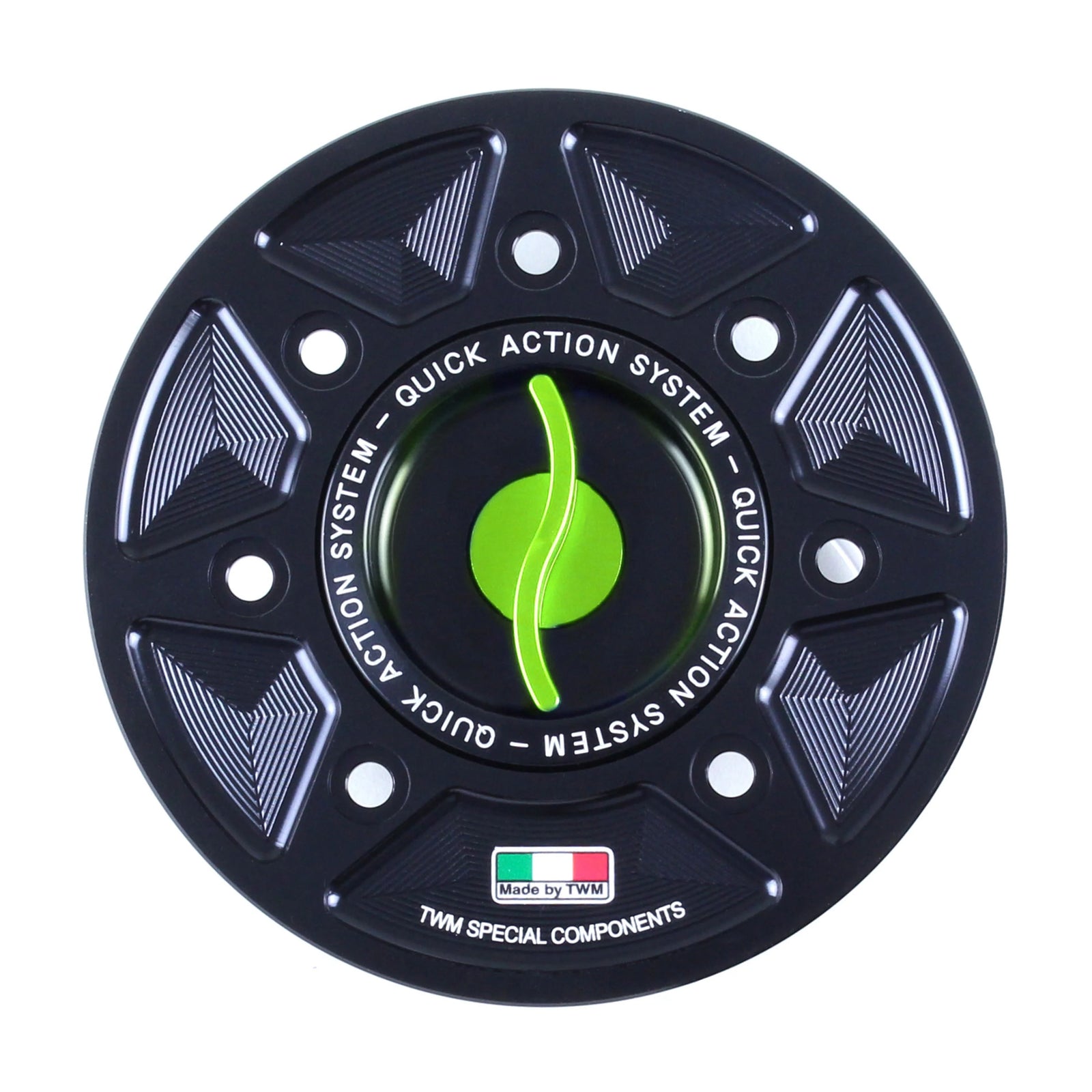 TWM CNC Aluminum Gas Cap / Fuel Cap with Green Center Cap for Bimota Motorcycles