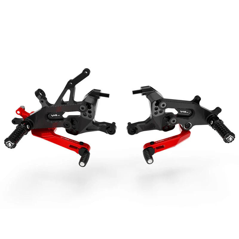 Ducabike DBK 3D Adjustable Rearsets For Ducati Streetfighter V4 V4S - Yes / Black/Red