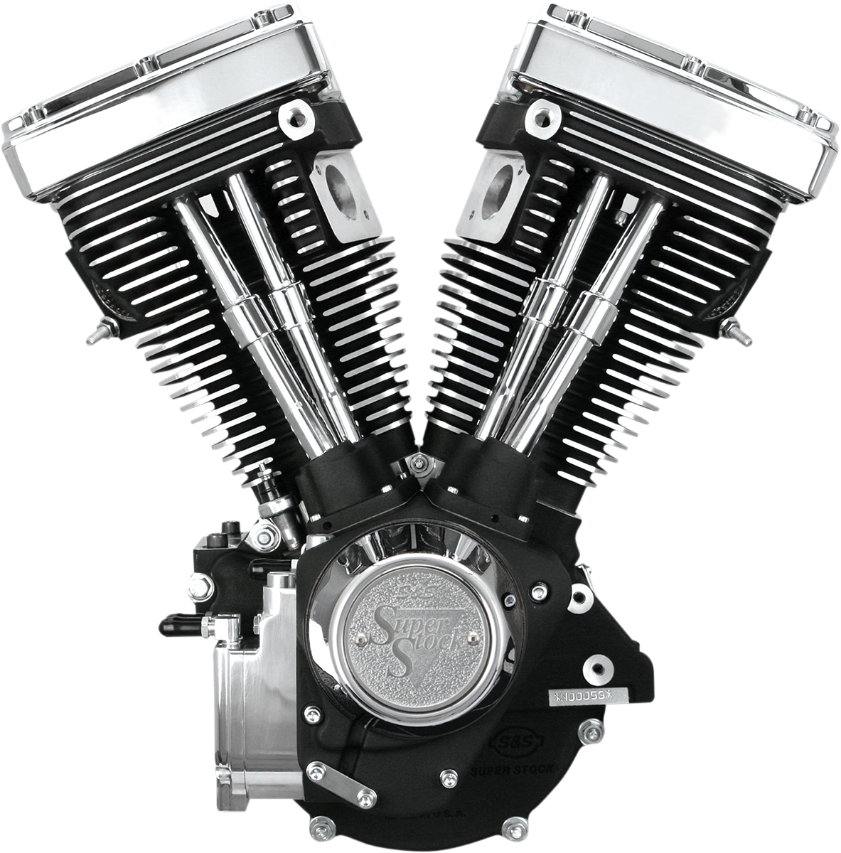 S&S Cycle V80 Long-Block Engine - Wrinkle Black - Custom Chassis | Evolution Big Twin